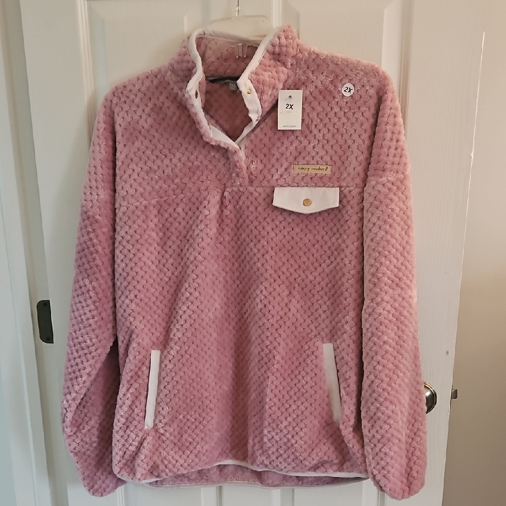 Simply Southern Pink and White Quilted Sweatshirt